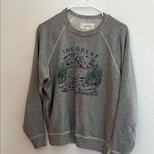 THE GREAT. Gray Crewneck Sweater with Ribbed Collar